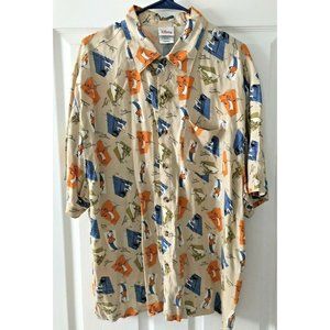 DISNEY STORE GOOFY MAN OF THE HOUSE COLLARED BUTTON HAWAIIN STYLE LARGE L SHIRT